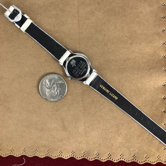 Vintage Jowissa Chrome Silver Watch Lizard Strap